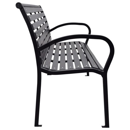 Fekete acél és WPC kerti pad 116 cm