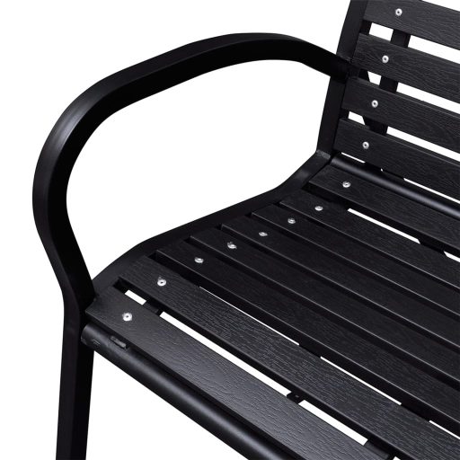 Fekete acél és WPC kerti pad 116 cm