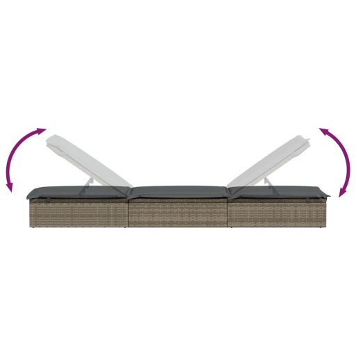 1 db szürke polyrattan napozóágy párnával 201 x 55 x 62 cm