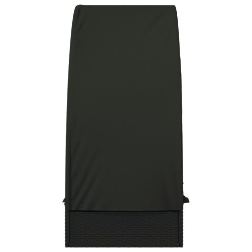 Fekete polyrattan napágy kerek tetővel 211 x 57 x 140 cm