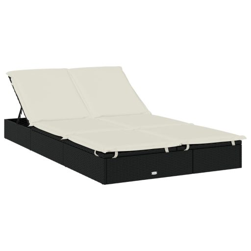2 személyes fekete polyrattan napágy tetővel 213 x 118 x 97 cm