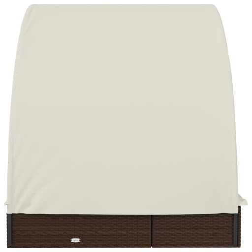 2 személyes barna polyrattan napágy kerek tetővel 211x112x140cm