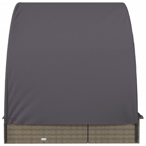 2 személyes szürke polyrattan napágy kerek tetővel 211x112x140