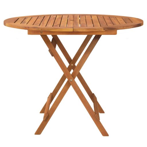 Tömör akácfa összecsukható kerti asztal Ø 90 x 75 cm
