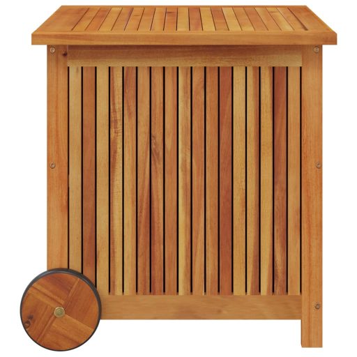 Tömör akácfa kerti tárolóláda kerekekkel 60 x 50 x 58 cm