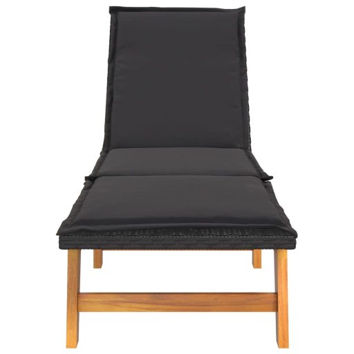 Polyrattan és tömör akácfa napozóágy asztallal