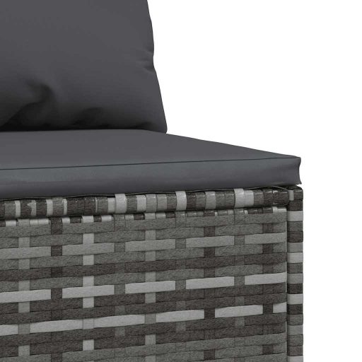 2 db szürke polyrattan kerti középső kanapé párnákkal