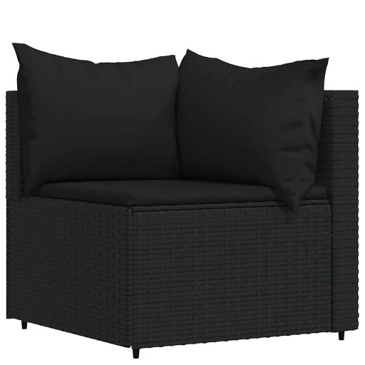 4 részes fekete polyrattan kerti ülőgarnitúra párnákkal