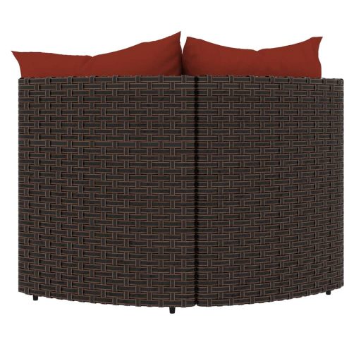 2 db barna polyrattan kerti sarokkanapé párnákkal