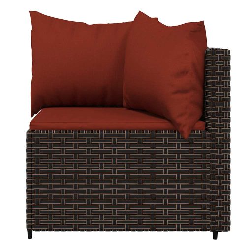 2 db barna polyrattan kerti sarokkanapé párnákkal