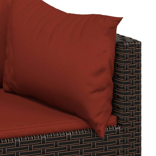 2 db barna polyrattan kerti sarokkanapé párnákkal