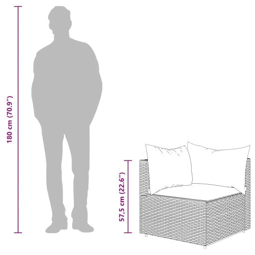 2 db barna polyrattan kerti sarokkanapé párnákkal