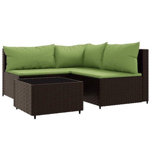 4 részes barna polyrattan kerti ülőgarnitúra párnákkal