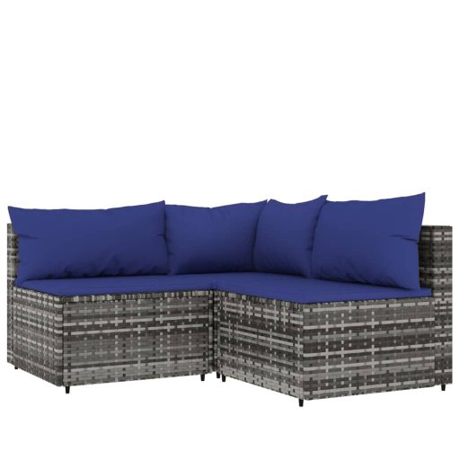 4 részes szürke polyrattan kerti ülőgarnitúra párnákkal