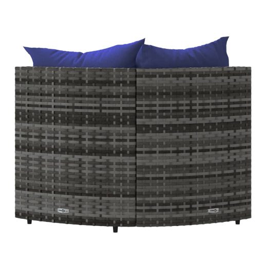 2 db szürke polyrattan kerti sarokkanapé párnával