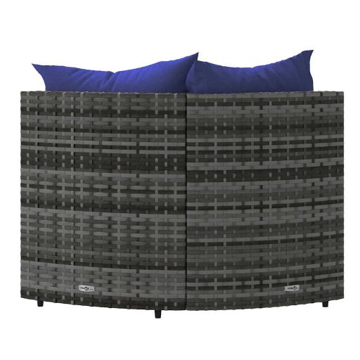 2 db szürke polyrattan kerti sarokkanapé párnával