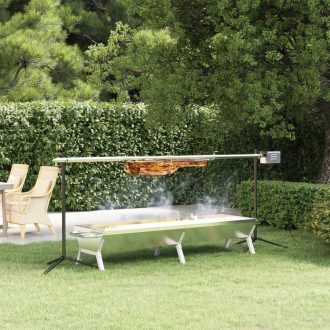   Ezüstszínű rozsdamentes acél grilltálca 158 x 42 x 31 cm