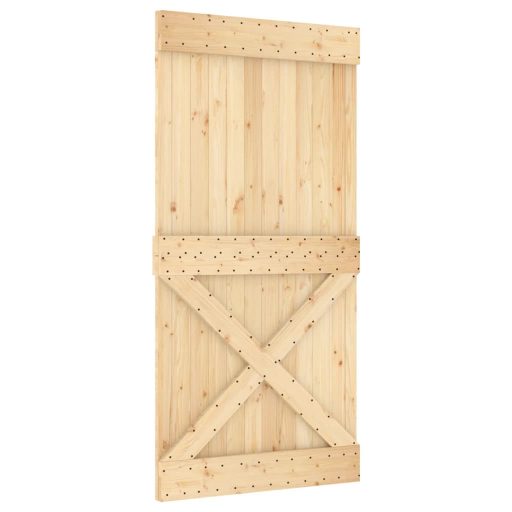 Tömör fenyőfa tolóajtó fémszerelékszettel 100 x 210 cm