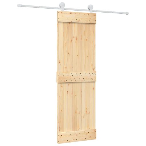 Tömör fenyőfa tolóajtó fémszerelék-szettel 70 x 210 cm