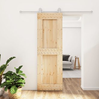   Tömör fenyőfa tolóajtó fémszerelék-szettel 70 x 210 cm
