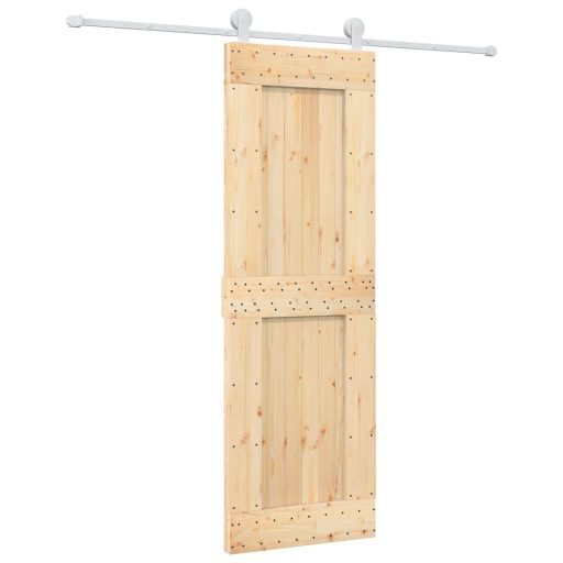 Tömör fenyőfa tolóajtó fémszerelék-szettel 70 x 210 cm