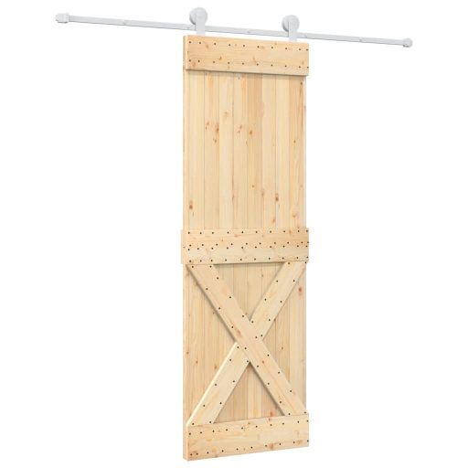 Tömör fenyőfa tolóajtó fémszerelék-szettel 70 x 210 cm