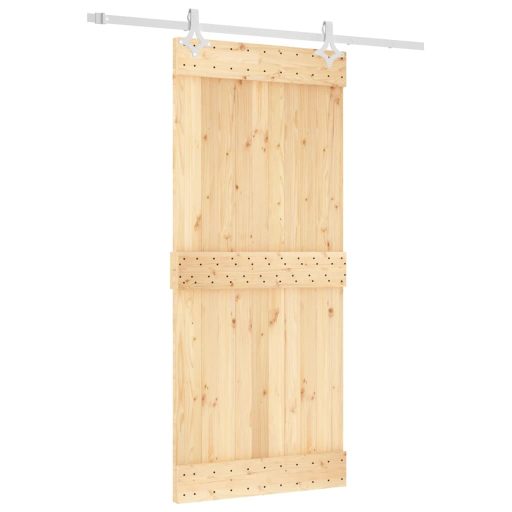 Tömör fenyőfa tolóajtó fémszerelékszettel 90 x 210 cm
