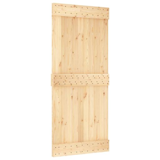 Tömör fenyőfa tolóajtó fémszerelékszettel 90 x 210 cm