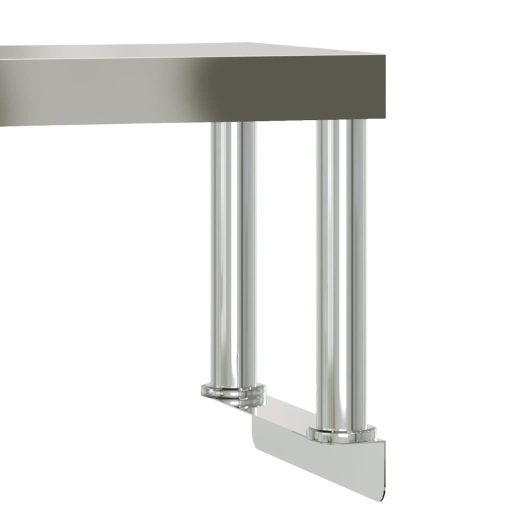 Rozsdamentes acél felső polcos konyhai munkaasztal 110x30x120cm
