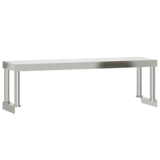 Rozsdamentes acél felső polcos konyhai munkaasztal 110x55x120cm