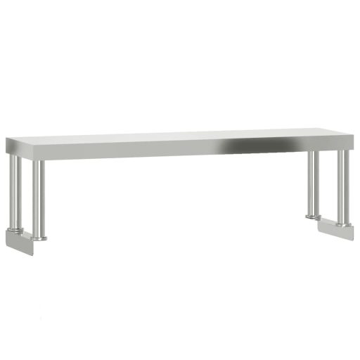 Rozsdamentes acél felső polcos konyhai munkaasztal 110x55x120cm