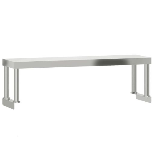 Rozsdamentes acél felső polcos konyhai munkaasztal 110x55x120cm