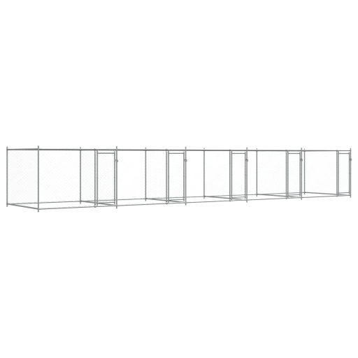 Szürke horganyzott acél kutyaketrec ajtókkal 10 x 2 x 1,5 m