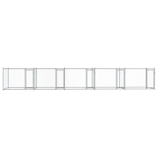 Szürke horganyzott acél kutyaketrec ajtókkal 10 x 2 x 1,5 m