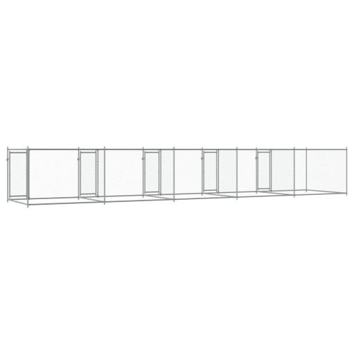Szürke horganyzott acél kutyaketrec ajtókkal 10 x 2 x 1,5 m