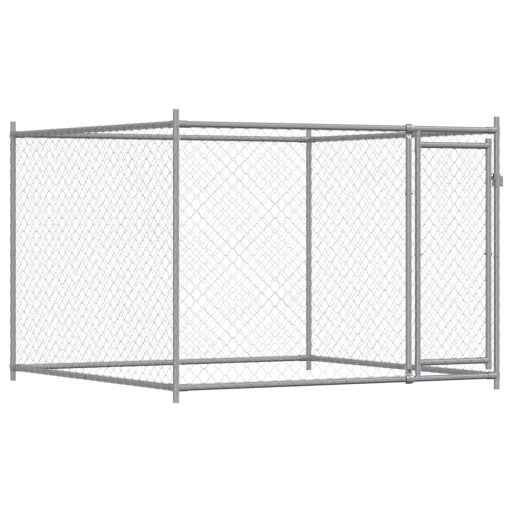 Szürke horganyzott acél kutyaketrec ajtókkal 10 x 2 x 1,5 m