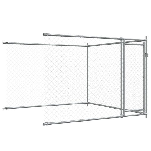 Szürke horganyzott acél kutyaketrec ajtókkal 10 x 2 x 1,5 m