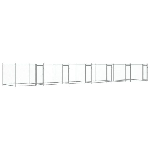 Szürke horganyzott acél kutyaketrec ajtókkal 12 x 2 x 1,5 m