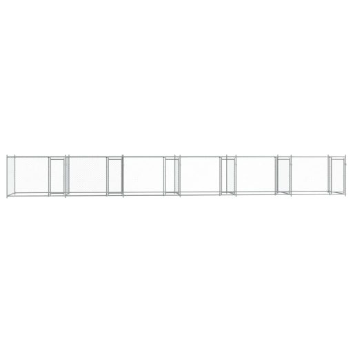 Szürke horganyzott acél kutyaketrec ajtókkal 12 x 2 x 1,5 m