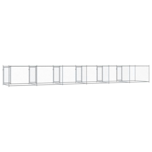 Szürke horganyzott acél kutyaketrec ajtókkal 12 x 2 x 1,5 m