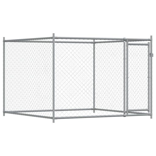 Szürke horganyzott acél kutyaketrec ajtókkal 12 x 2 x 1,5 m