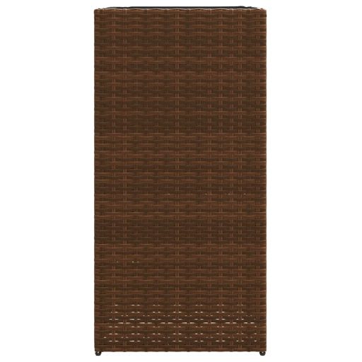 2 db barna polyrattan kerti ültetőláda 40x40x80 cm