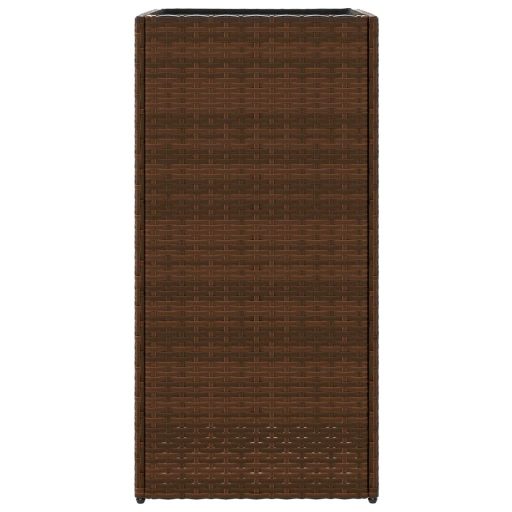 2 db barna polyrattan kerti ültetőláda 40x40x80 cm