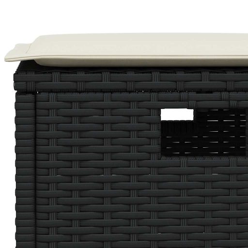 6 részes fekete polyrattan kerti ülőgarnitúra párnával L-alakú