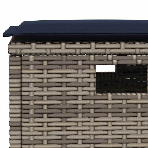 6 részes szürke polyrattan kerti ülőgarnitúra párnákkal L-alakú