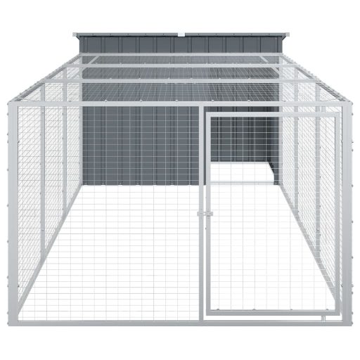 Antracit horganyzott acél kutyakennel kifutóval 153x396x110 cm
