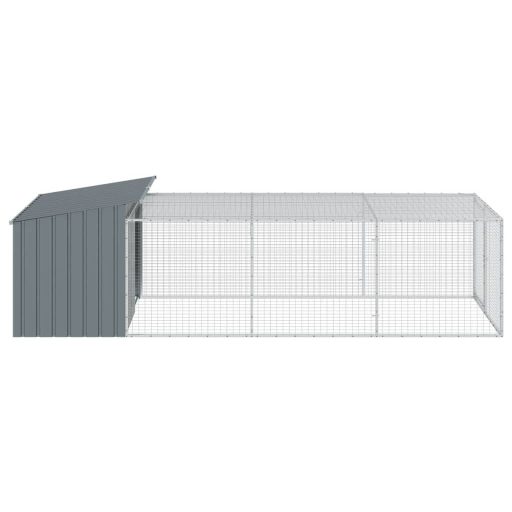 Antracit horganyzott acél kutyakennel kifutóval 153x396x110 cm