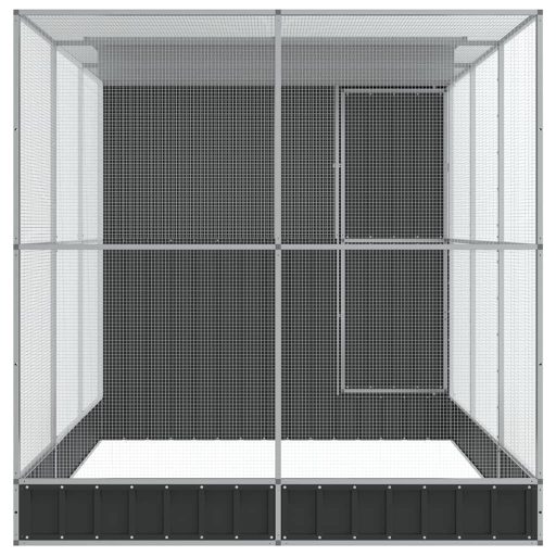 Ezüstszínű acél madárház bővítménnyel 416 x 203 x 216 cm