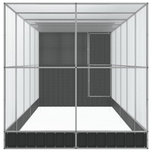 Ezüstszínű acél madárház bővítménnyel 623 x 203 x 216 cm