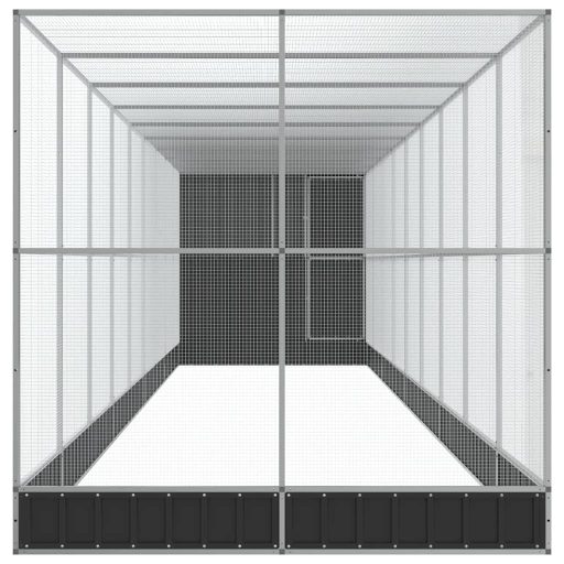 Ezüstszínű acél madárház bővítménnyel 1037 x 203 x 216 cm